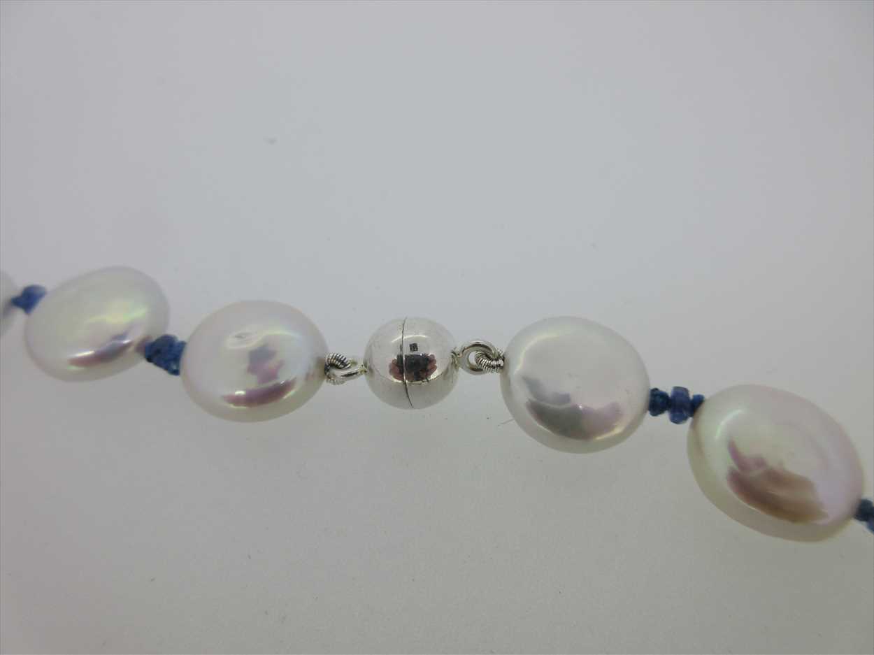 A sapphire and cultured pearl necklace, - Image 3 of 4