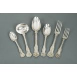 A 39 piece set of Victorian silver flatware with 13 additions,