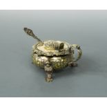 A George V silver gilt mustard and accompanying spoon,