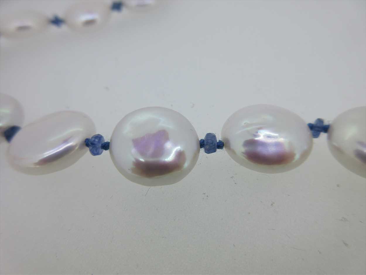 A sapphire and cultured pearl necklace, - Image 4 of 4