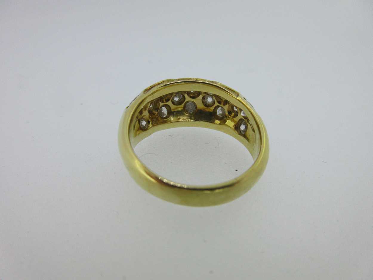 An 18ct gold and diamond set chequerboard bombé ring, - Image 5 of 6