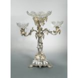 A Victorian silver and cut glass epergne,