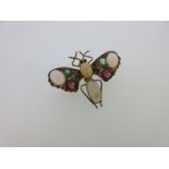 An opal and gemset butterfly brooch,