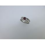 A ruby, diamond and platinum ring,