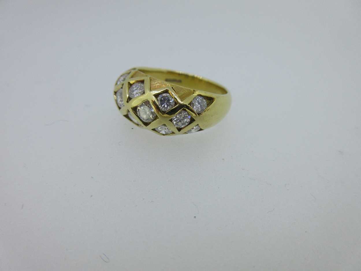 An 18ct gold and diamond set chequerboard bombé ring, - Image 4 of 6