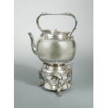 A Victorian silver kettle and spirit burner,