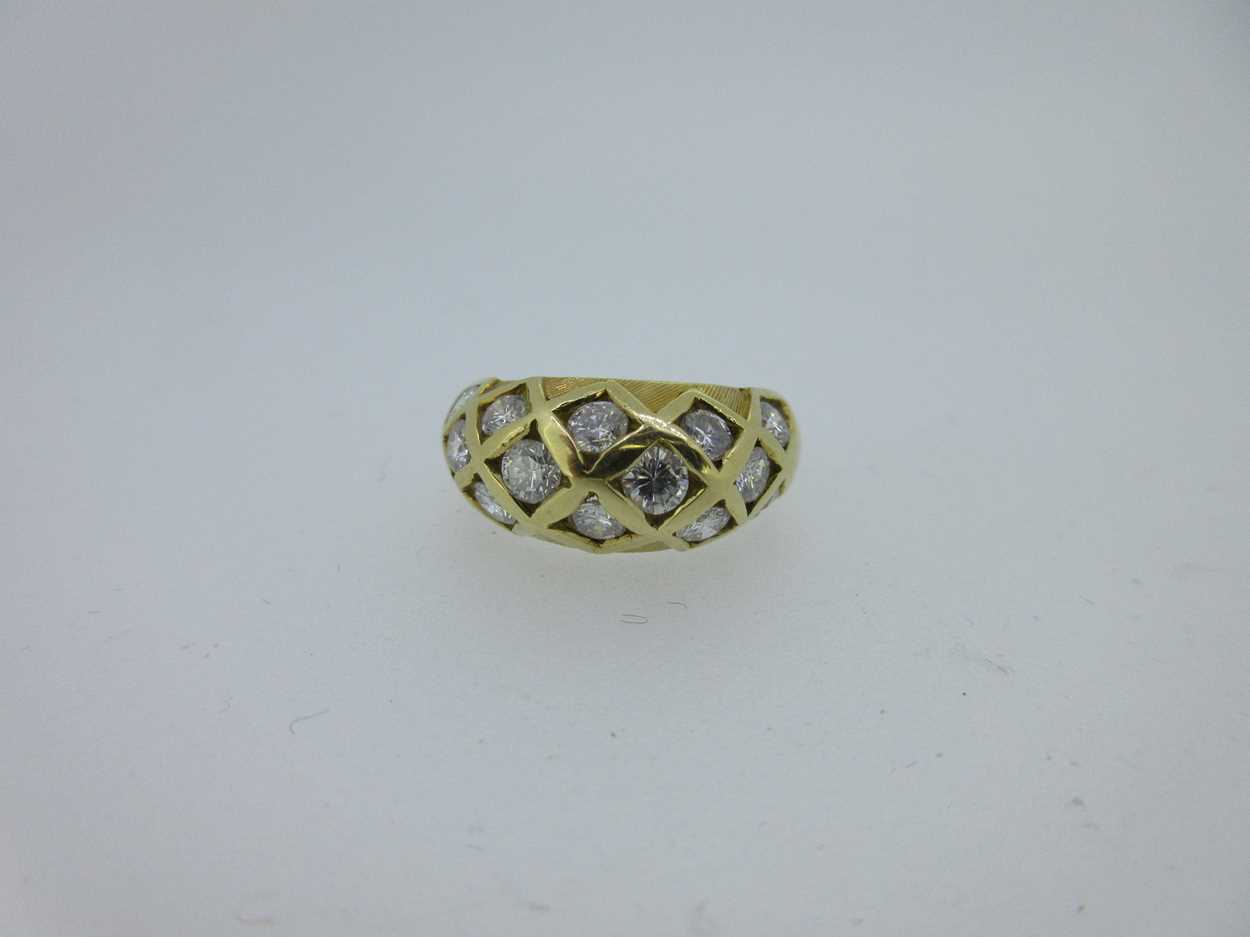 An 18ct gold and diamond set chequerboard bombé ring, - Image 3 of 6