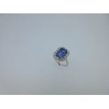 A tanzanite and diamond cluster ring,