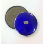 A George V silver and enamel compact,