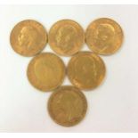 Six half sovereigns,