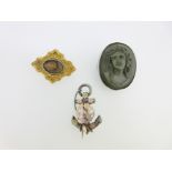 A William IV memorial brooch and two other antique brooches,