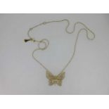 Kat Florence - A diamond and 18ct gold butterfly pendant on chain,