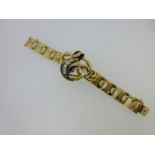 A French antique diamond, enamel and 18ct gold bracelet,