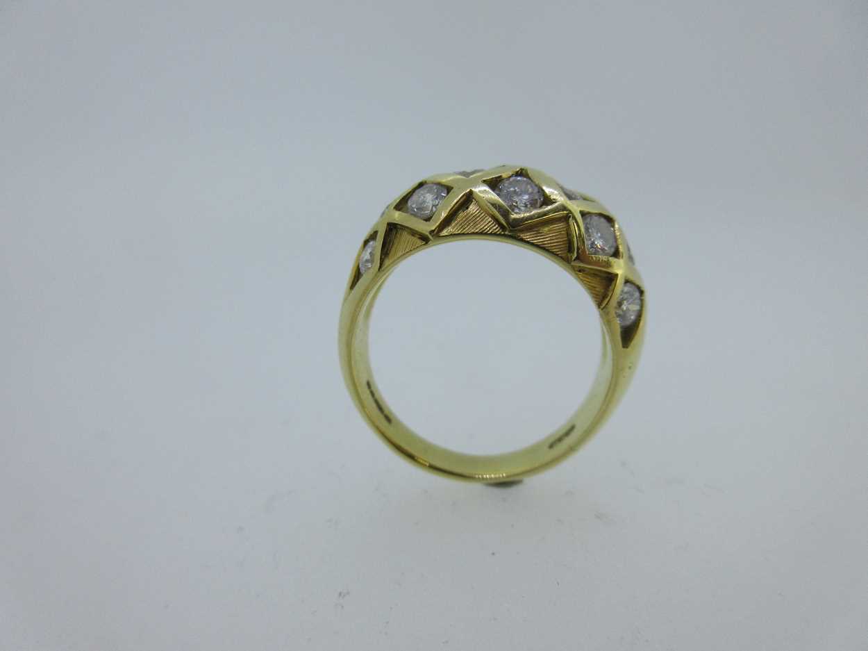 An 18ct gold and diamond set chequerboard bombé ring, - Image 2 of 6