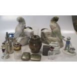 A small collection of silver and plated wares, a Studio Pottery bowl and cover on stand, a