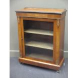 A Victorian walnut display cabinet with glazed door 165 x 81.5 x 36.5cm