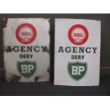 Two vintage Shell/BP enamel signs