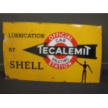 Two large vintage Shell Tecalemit enamel signs