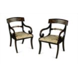 A pair of Regency painted armchairs,