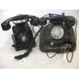 A GPO black Bakelite telephone; another similar (2)