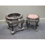 Two Chinese hardwood jardinière stands (one a/f)