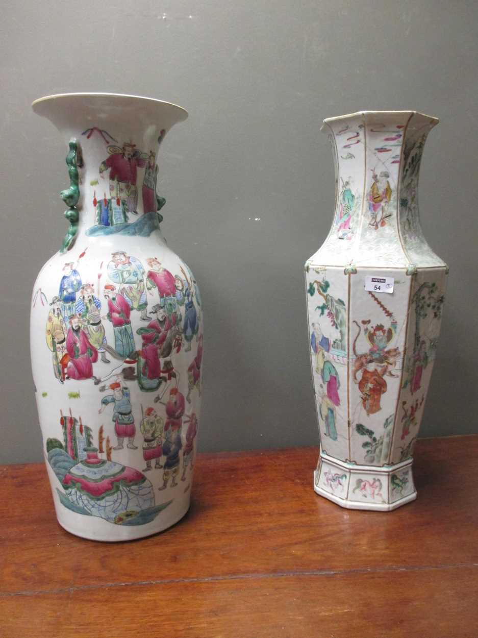 Three Canton vases, tallest 58cm