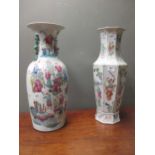 Three Canton vases, tallest 58cm