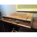 A Victorian folding artists stool together with a milking stool, a spirit barrel and other treen