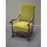 A 19th century carved oak throne chair,