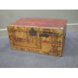 A Chinese painted trunk 30.5 x 73.5 x 45.5cm