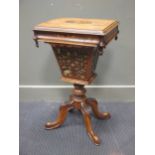 A 19th century walnut and inlaid work table, 71.5 x 41 x 34cm