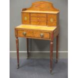 A Sheraton period painted satinwood bonheur du jour,