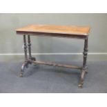 A Victorian rectangular rosewood side table on dual end supports