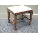 An early 20th century mahogany piano stool together with three assorted wall mirrors and an easel