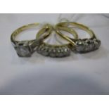 A collection of three diamond set rings each marked '18ct plat' (3)