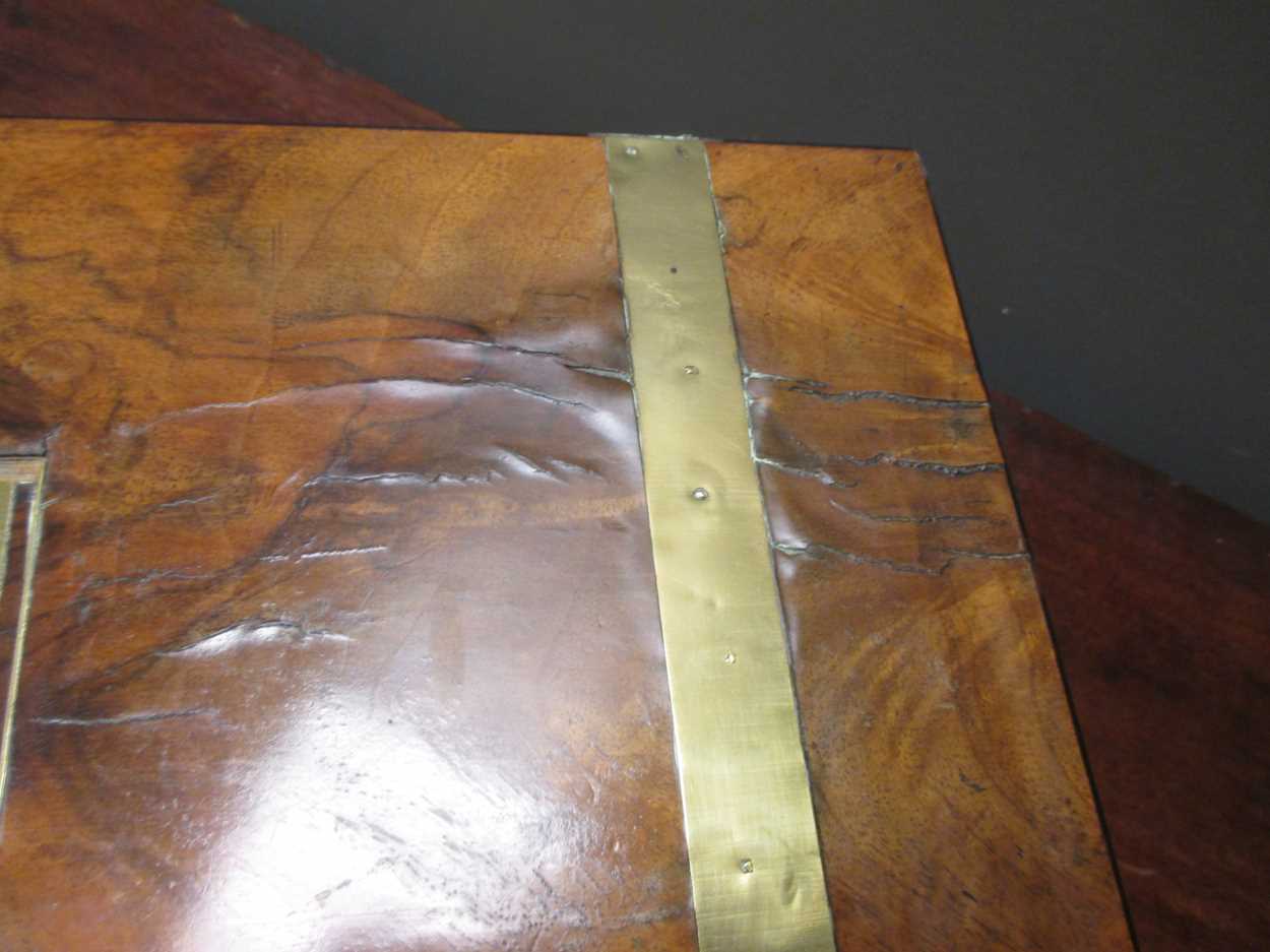 A Victorian brass bound walnut writing slope - Image 5 of 5