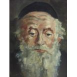 (20th century School) Portrait of a Rabbi indistinctly signed, oil on canvas, 50 x 40cm