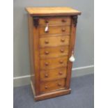 A Victorian walnut seven draw Wellington chest with locking stile 109 x 59.5 x 35.5cm