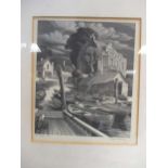 George Mackley, The Ferry, signed and numbered 37/75, engraving, 16 x 14cm