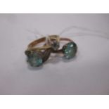 Two blue zircon single stone rings together with a diamond single stone ring (3)