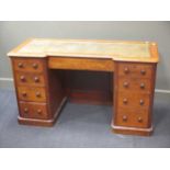 A 19th century leather inset mahogany desk 77 x 138 x 56cm