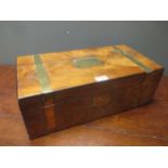 A Victorian brass bound walnut writing slope