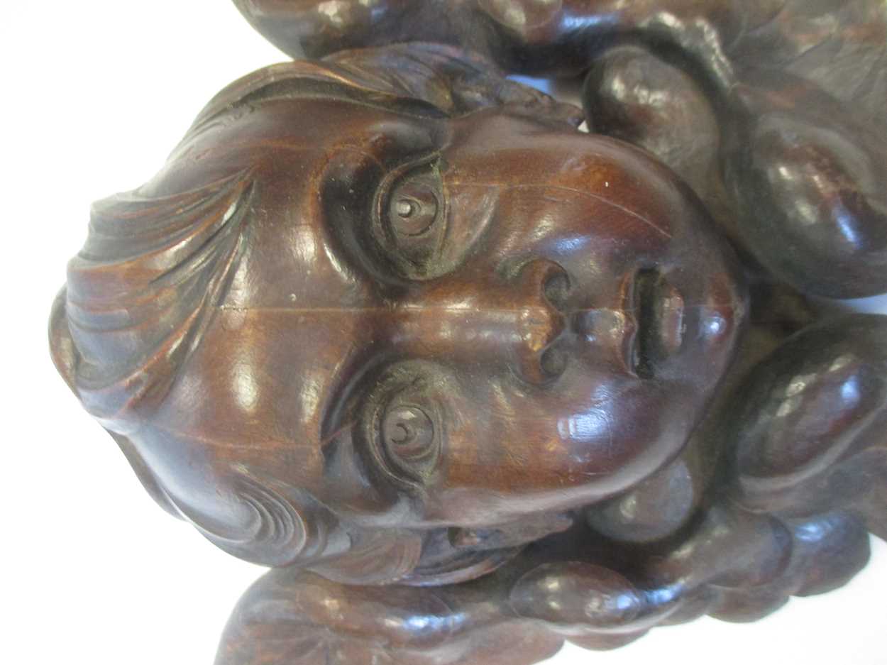 A carved wood cherub head 44cm wide - Image 8 of 8