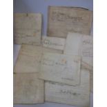 Eight 18th century parchment documents and indentures mainly relating to Haddenham and Aldreth, near