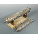 An Indian silver 'Farewell Address' scroll holder,