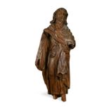 A pine carving of a saint, probably 17th century,