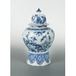 An 18th century Delft blue and white hexagonal vase,