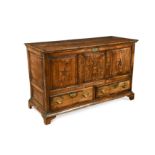 An 18th century oak mule chest, dated 1763,