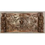 A 16th century style carved walnut panel, probably 19th century,