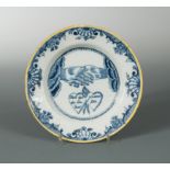 An 18th century Delft blue and white marriage plate,